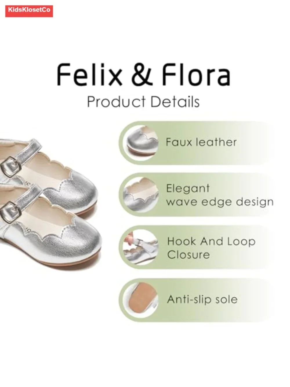 Toddler Flower Girl Ballet Mary Jane Flats - Cushioned Non-Slip Hook & Loop
